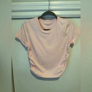 Lululemon STRAWBERRY MILKSHAKE All It Takes Tee Ruched Ribbed EUC Size 8